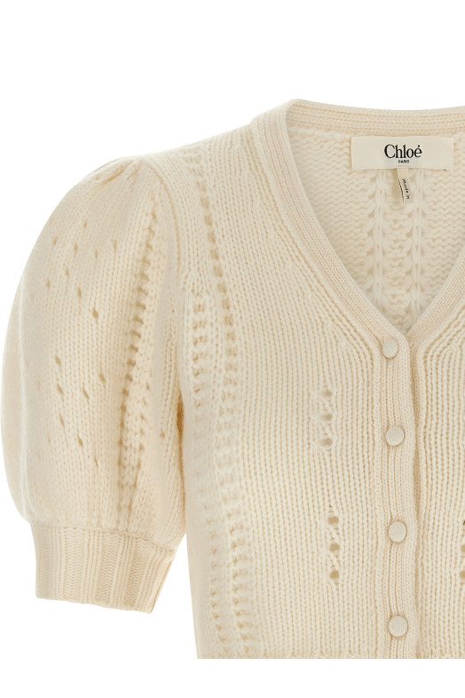 Жаккардовий кардиган з логотипом White CHLOÉ CH25WMC05590107