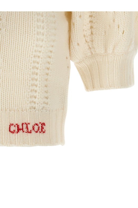 Жаккардовий кардиган з логотипом White CHLOÉ CH25WMC05590107