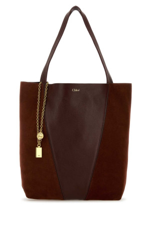 Bordeaux leather and suede ChloÃ¨ Spin shopping bag CHLOE (CH25WS811Q76)