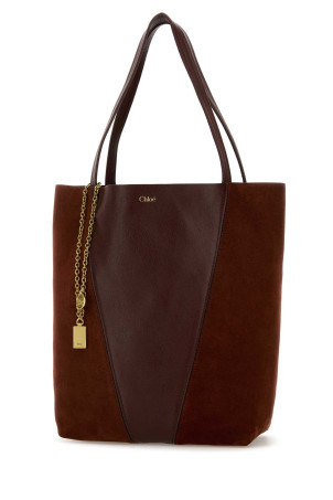 Bordeaux leather and suede ChloÃ¨ Spin shopping bag CHLOE (CH25WS811Q76)