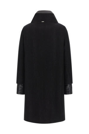 Lamé thread and wool coat Black