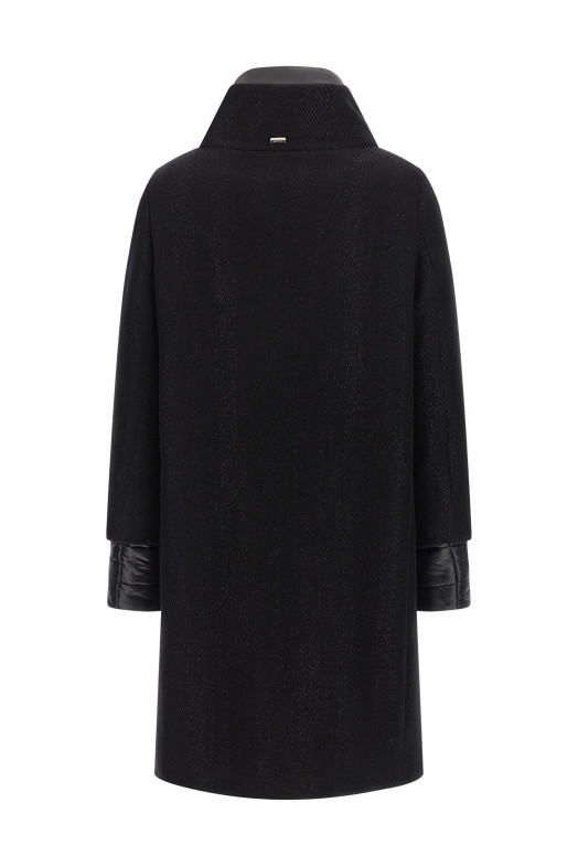 Lamé thread and wool coat Black Lamé thread and wool coat Black