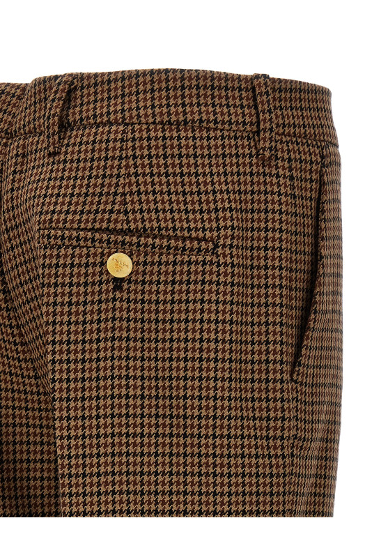Штани в клітинку «гусяча лапка» Коричневі PRADA (P229HG13GOF0005) Штани в клітинку «гусяча лапка» Коричневі PRADA (P229HG13GOF0005)