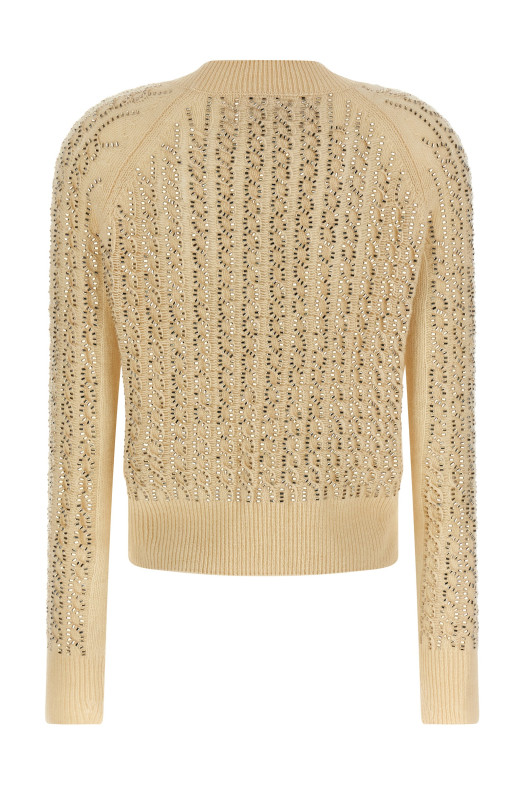 Светр з багетними вставками Бежевий ERMANNO SCERVINO D475M701CTBBW10110 Светр з багетними вставками Бежевий ERMANNO SCERVINO D475M701CTBBW10110