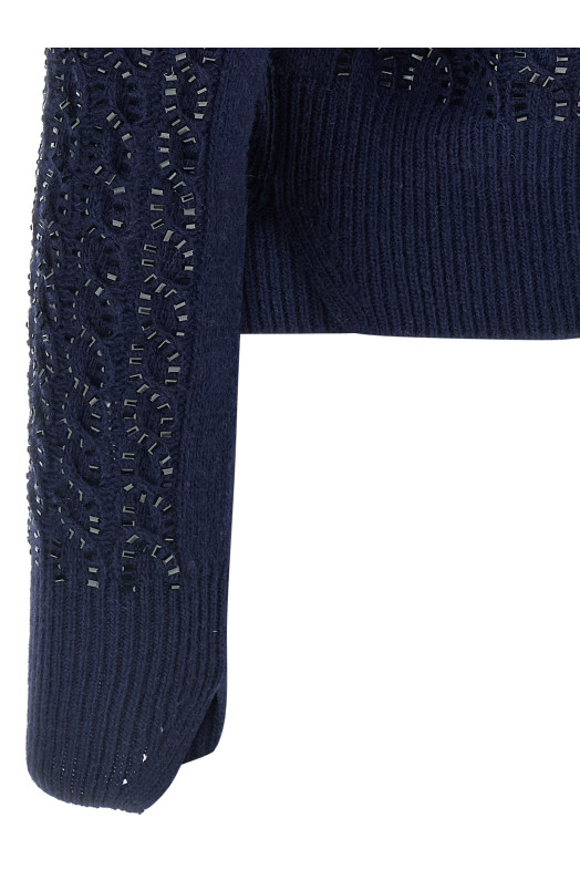Светр з багетними вставками Синій ERMANNO SCERVINO D475M701CTBBW93921 Светр з багетними вставками Синій ERMANNO SCERVINO D475M701CTBBW93921