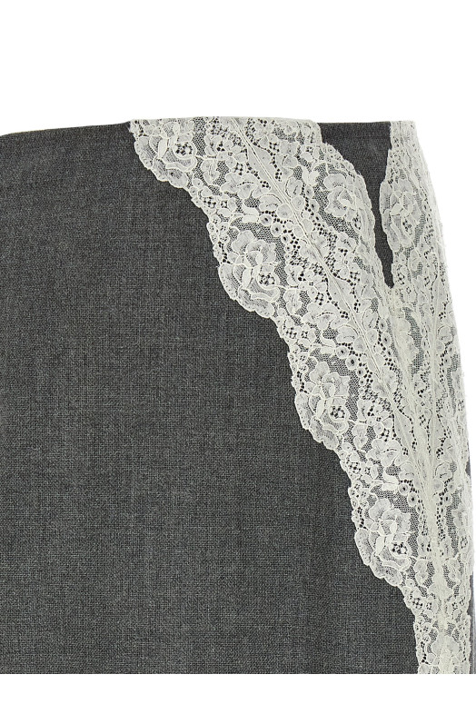 Юбка из шерсти с кружевом из органзы Серая JIL SANDER J03MA0257J41557030 Юбка из шерсти с кружевом из органзы Серая JIL SANDER J03MA0257J41557030