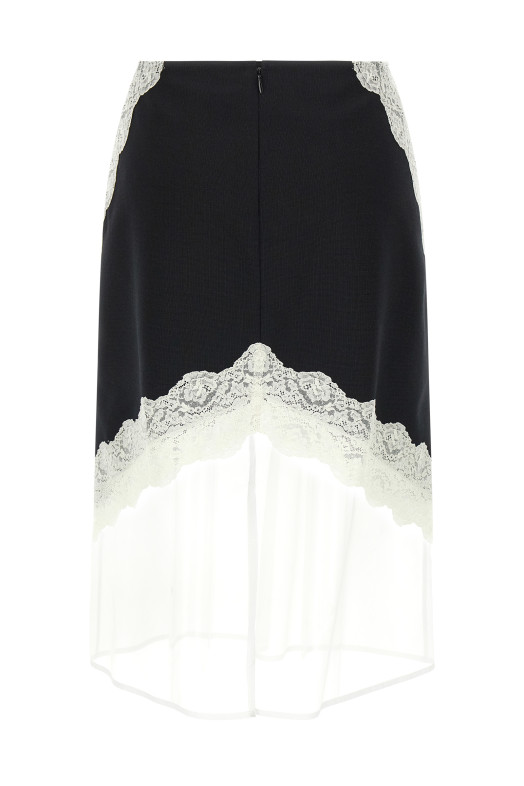 Юбка из шерсти с кружевом из органзы Черно-серая JIL SANDER J03MA0257J41557001