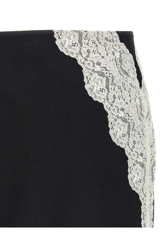 Юбка из шерсти с кружевом из органзы Черно-серая JIL SANDER J03MA0257J41557001