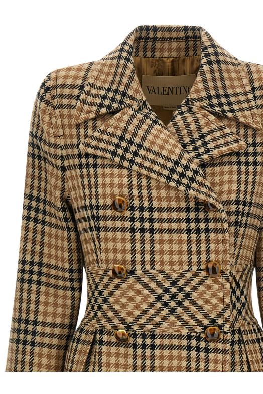 Valentino Garavani Шерстяное пальто в клетку, коричневое B0CA7Z09RAZ5F Valentino Garavani Шерстяное пальто в клетку, коричневое B0CA7Z09RAZ5F