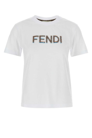 White cotton t-shirt FENDI (FS7254AS8G)
