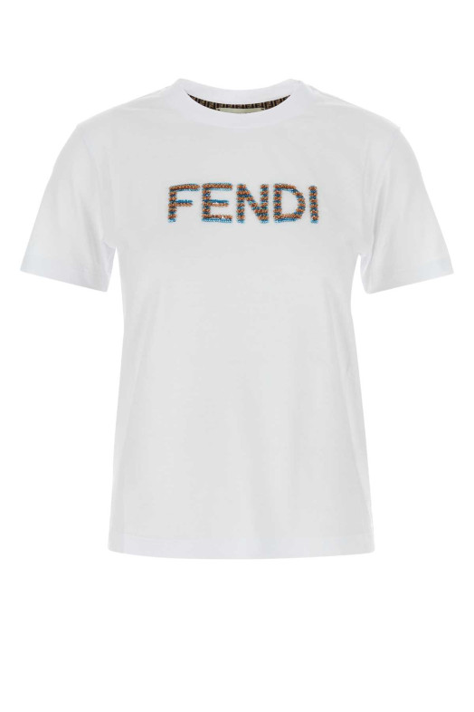 White cotton t-shirt FENDI (FS7254AS8G)