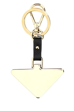 Two-tone metal and leather key ring Black PRADA (1PP128053) Two-tone metal and leather key ring Black PRADA (1PP128053)