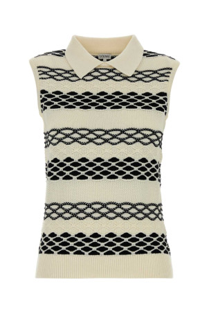 Вишитий бавовняний жилет Білий/Чорний LOEWE (S540Y55K49)