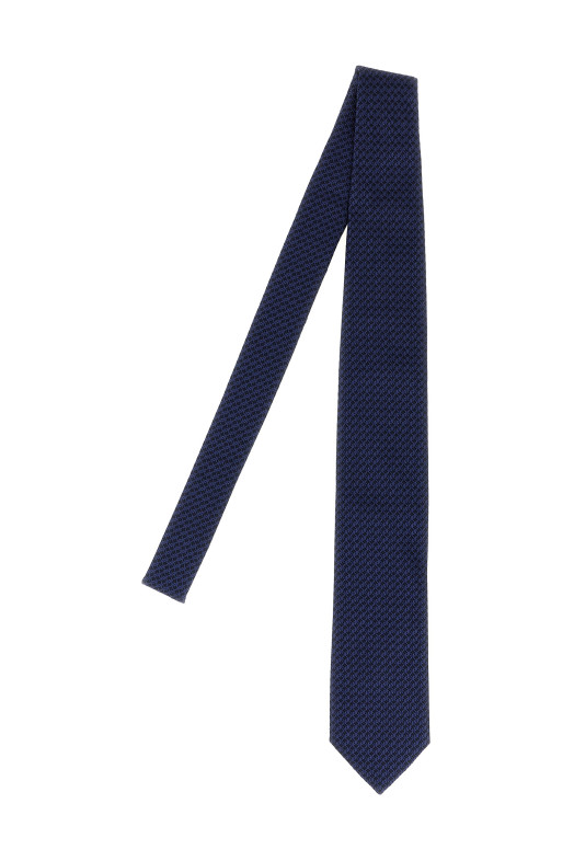 Patterned silk tie Blue