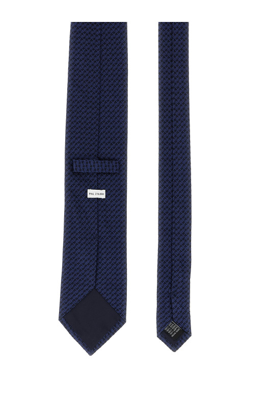 Patterned silk tie Blue
