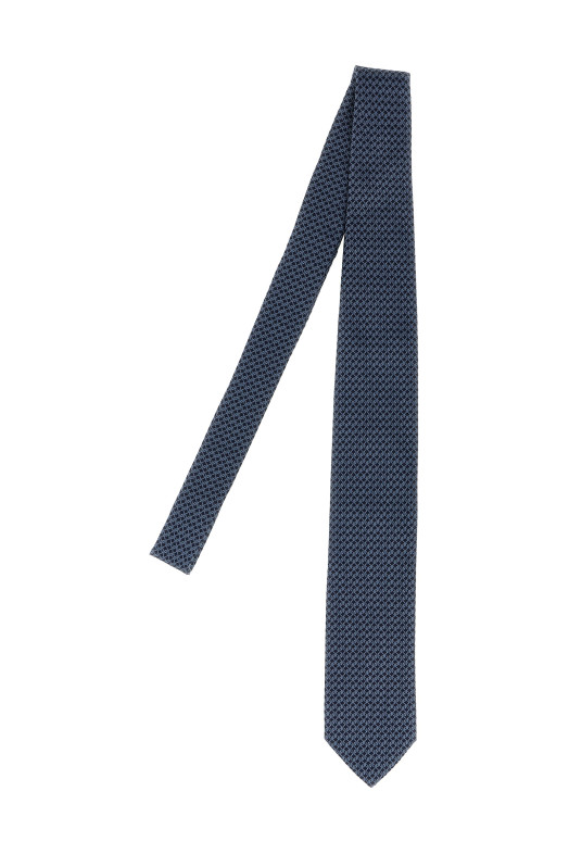 Patterned silk tie Blue