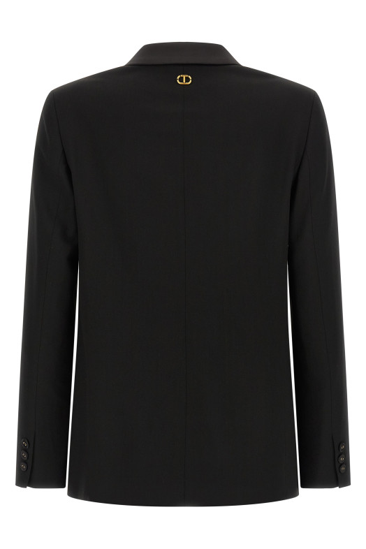 Satin lapel blazer Black