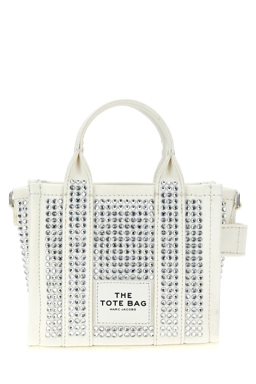 'The Crystal Canvas Crossbody Tote' crossbody bag White