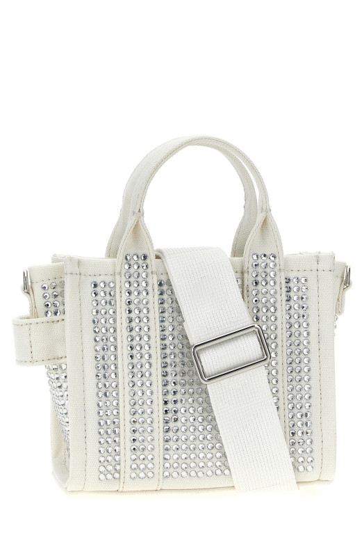 'The Crystal Canvas Crossbody Tote' crossbody bag White