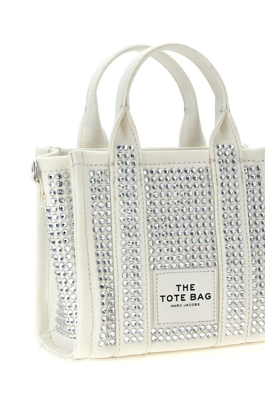 'The Crystal Canvas Crossbody Tote' crossbody bag White