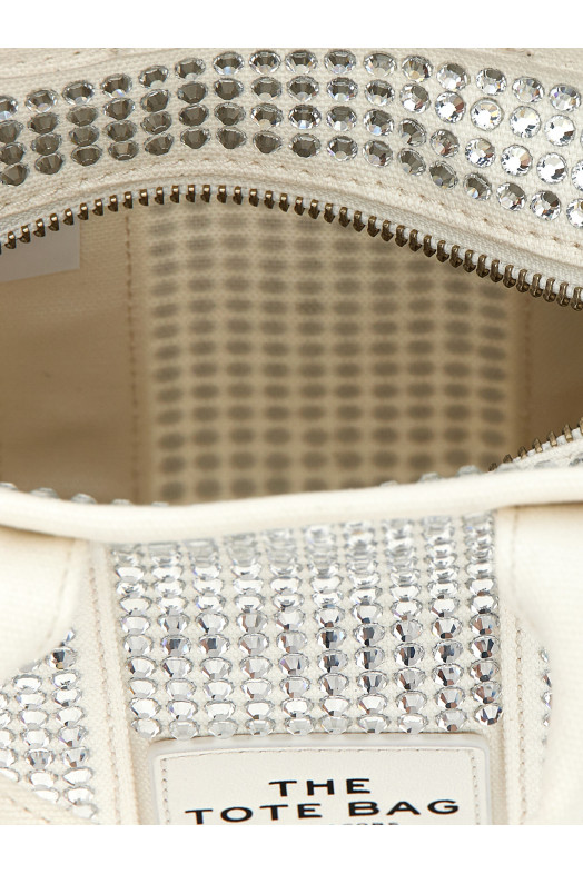 'The Crystal Canvas Crossbody Tote' crossbody bag White