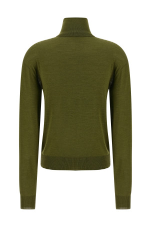Шовковий кашеміровий светр з високим коміром Зелений SAINT LAURENT 840802YAPK23391