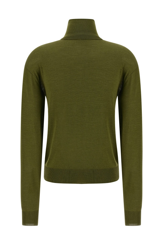 Шовковий кашеміровий светр з високим коміром Зелений SAINT LAURENT 840802YAPK23391
