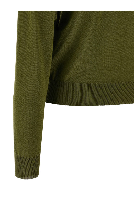 Шовковий кашеміровий светр з високим коміром Зелений SAINT LAURENT 840802YAPK23391