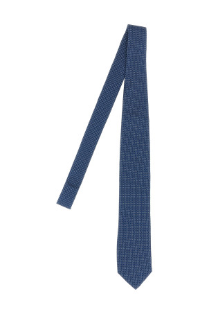 Patterned silk tie Blue