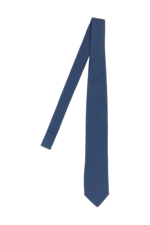 Patterned silk tie Blue