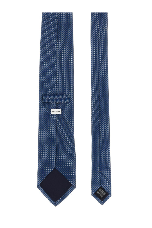 Patterned silk tie Blue