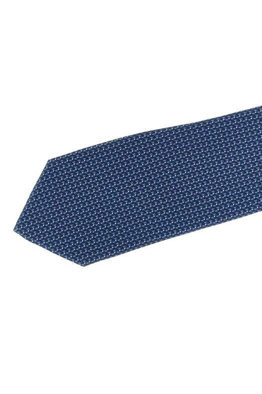 Patterned silk tie Blue