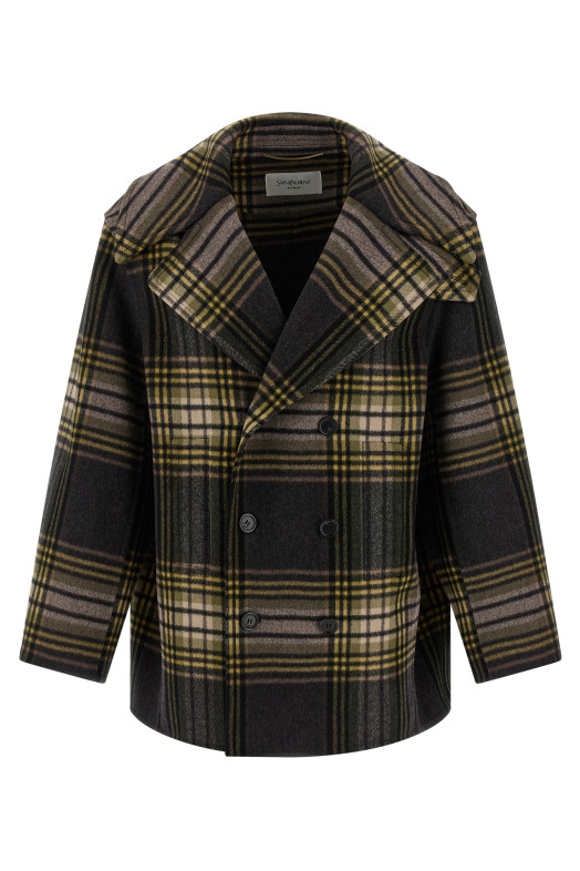 Пальто-кабана Різнокольорове SAINT LAURENT 838047Y3J681737