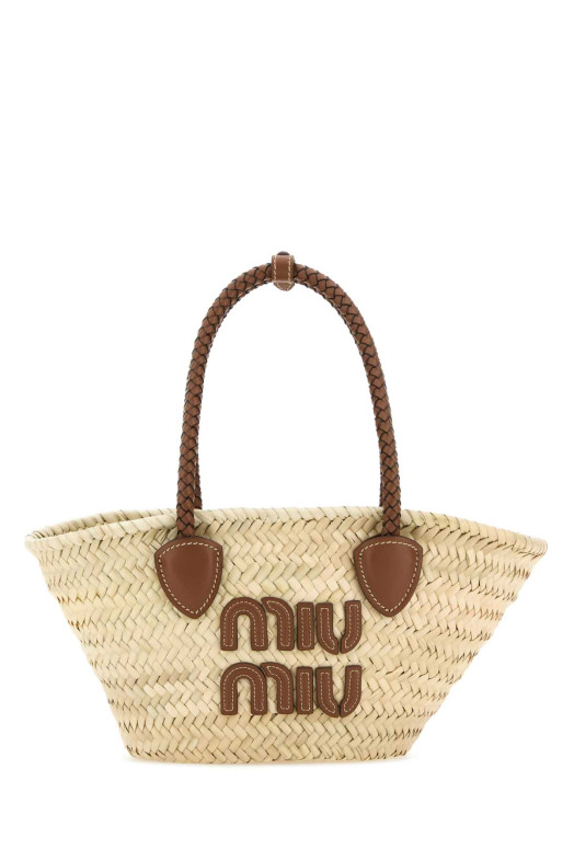 Сумка для покупок из пальмового волокна MIU MIU (5BG2732DDH) Сумка для покупок из пальмового волокна MIU MIU (5BG2732DDH)