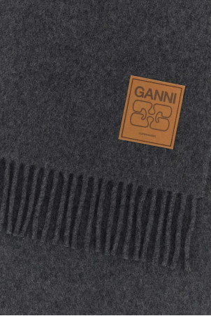 Темно-серый шерстяной шарф GANNI (A6932) Темно-серый шерстяной шарф GANNI (A6932)
