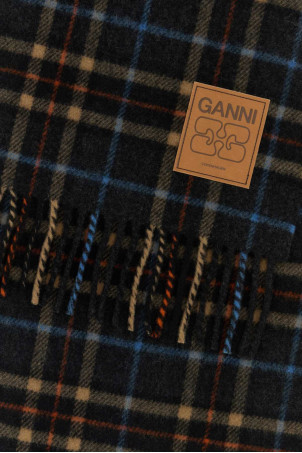Embroidered wool scarf Gray GANNI (A6933) Embroidered wool scarf Gray GANNI (A6933)