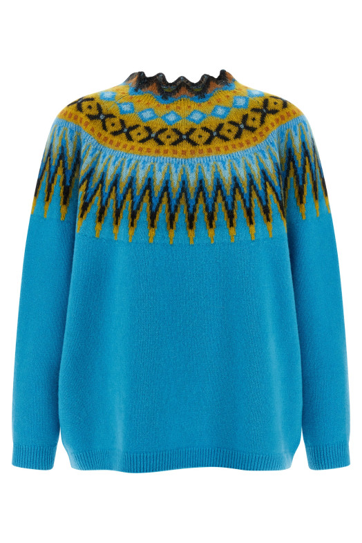 Jacquard pattern sweater BLUE