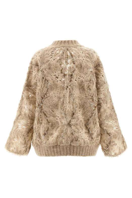 Кардиган з паєтками Бежевий BRUNELLO CUCINELLI MNCR22106CZD64