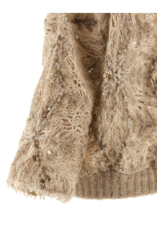 Кардиган з паєтками Бежевий BRUNELLO CUCINELLI MNCR22106CZD64