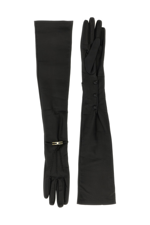 Длинные перчатки из наппы Черные ELISABETTA FRANCHI GU08R58E2110