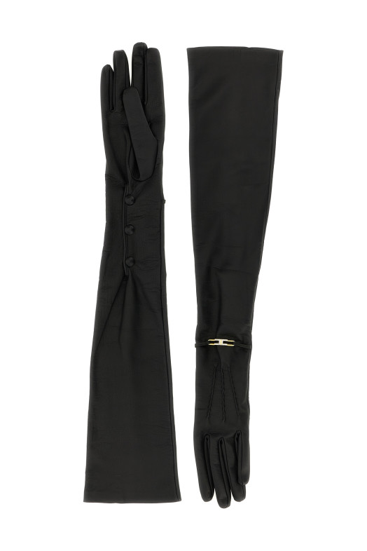 Длинные перчатки из наппы Черные ELISABETTA FRANCHI GU08R58E2110