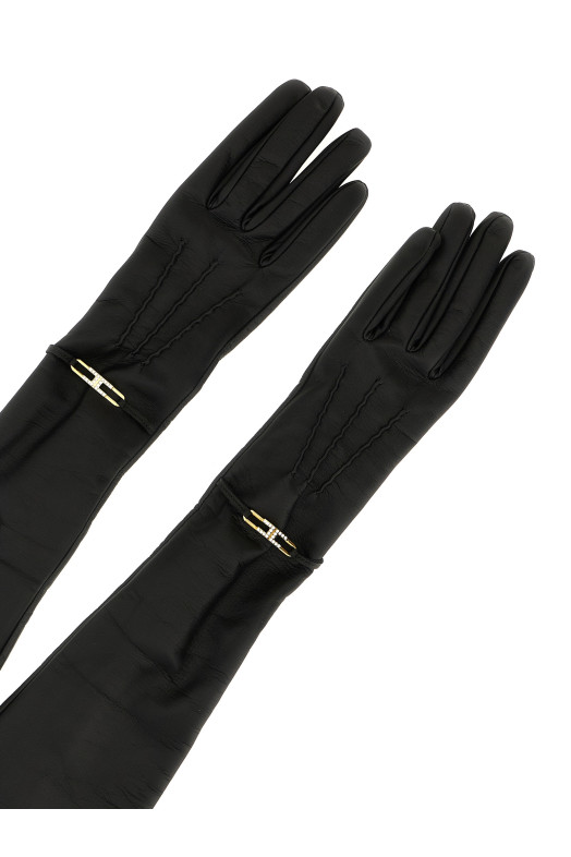 Длинные перчатки из наппы Черные ELISABETTA FRANCHI GU08R58E2110