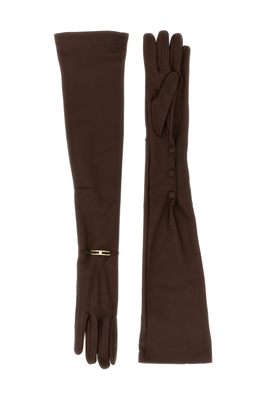 Перчатки из наппы Коричневые ELISABETTA FRANCHI GU08R58E2EA3