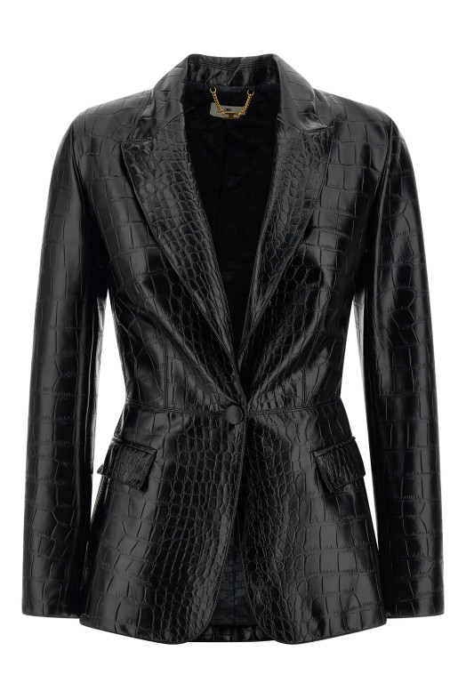 Блейзер з принтом «крокодил» Чорний ELISABETTA FRANCHI GI19158E2110