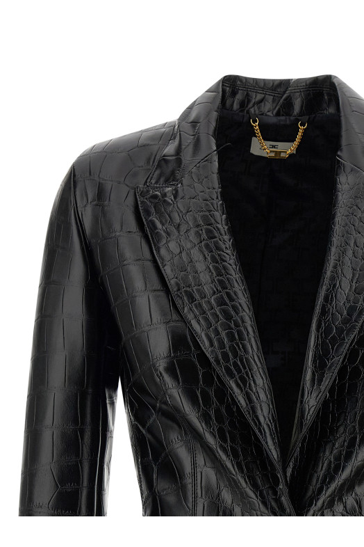 Блейзер з принтом «крокодил» Чорний ELISABETTA FRANCHI GI19158E2110