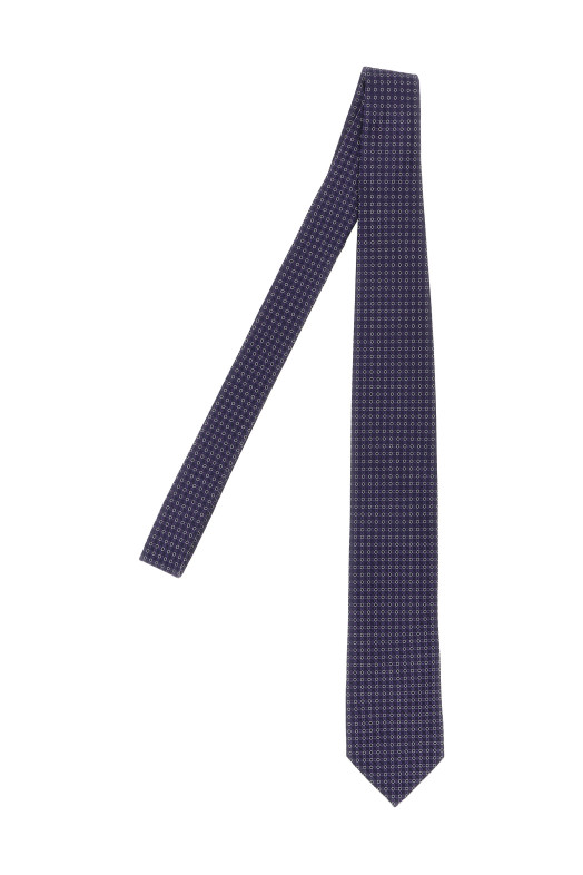 Patterned silk tie Purple