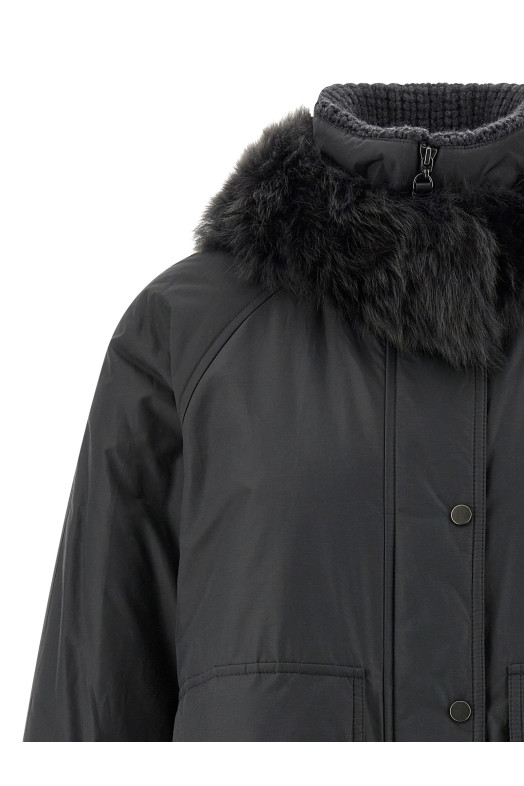 Кашеміровий пуховик з коміром Сірий BRUNELLO CUCINELLI MG5017913C2126