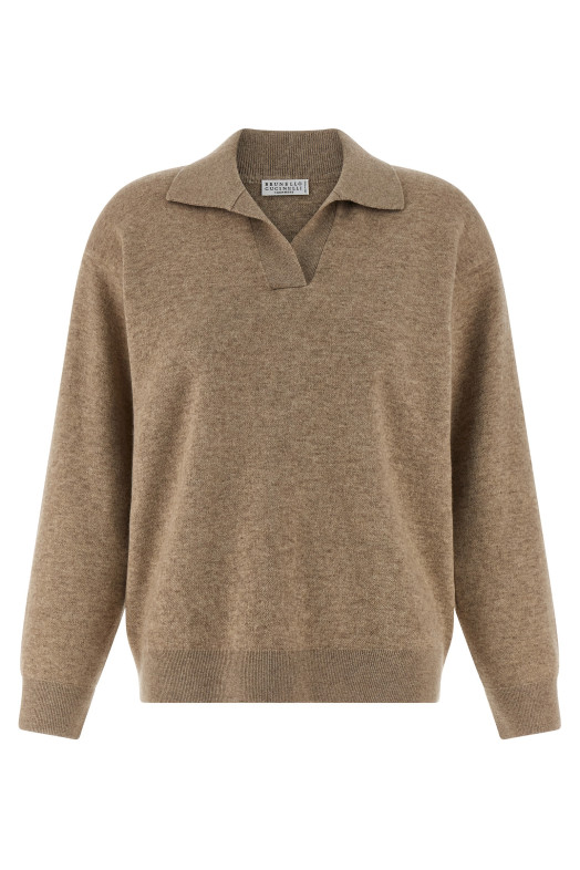 Поло Monile Beige BRUNELLO CUCINELLI MSH116505C9259