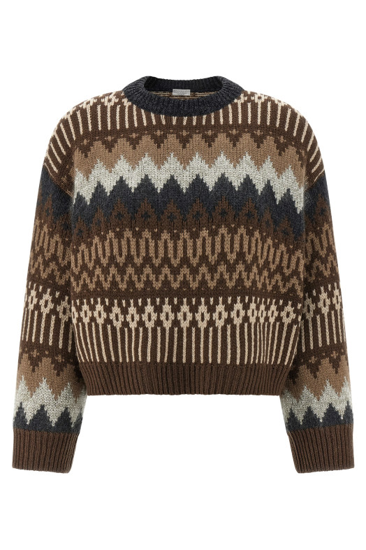 Sequin and cashmere sweater Brown