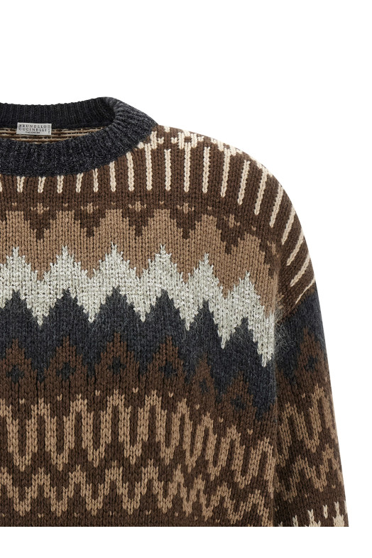 Sequin and cashmere sweater Brown